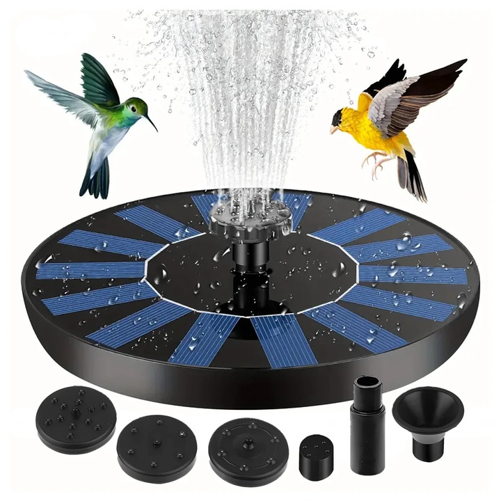 Real Garden automata úszó napelemes szökőkút, fekete, 16 cm