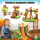 Set de blocuri de constructie magnetice cu 60 de piese, jucarie interactiva pentru copii, Fudisenn, Regatul Pierdut, culori vii, activitate senzoriala, multe posibilitati creative de constructie, pentru varste 3-8 ani, multicolor