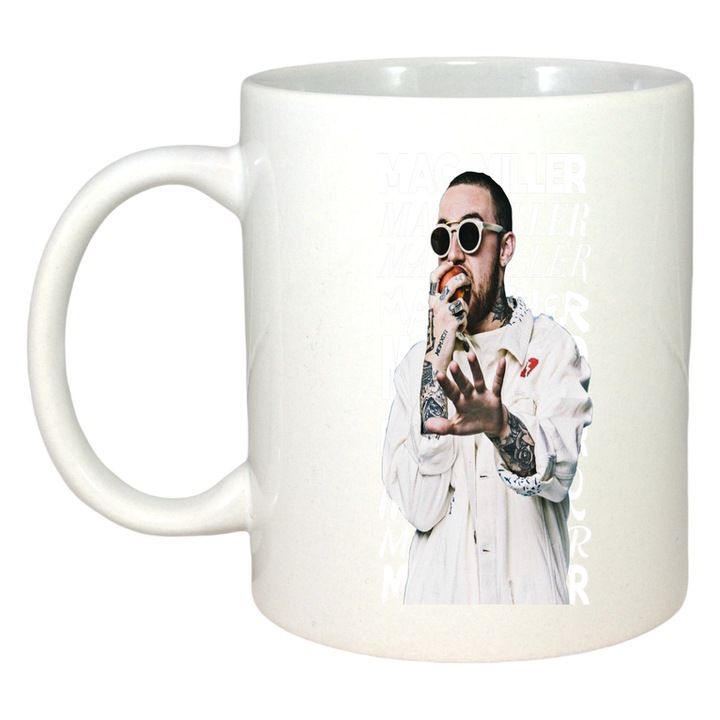 Cana Mac Miller v3, Cri-Flo, Ceramica, 330ml. Maner si interior Alb