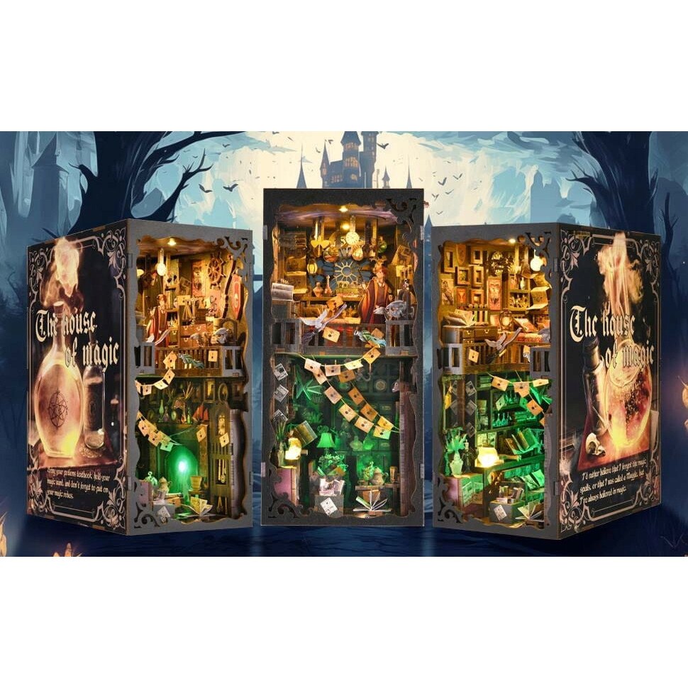 Puzzle 3D Book Nook DIY, Casa Magiei, Cu LED, Habarri, Cu Kit De