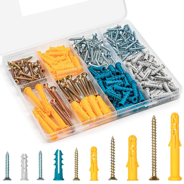 Set suruburi de expansiune, 270 bucati, universale, cinci dimensiuni, multicolor