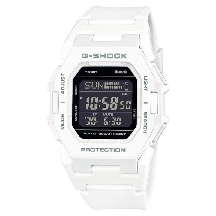 Ceas barbatesc G-SHOCK GD-B500-7, carcasa alba 42mm, curea piele alba, rezistent la apa 200m
