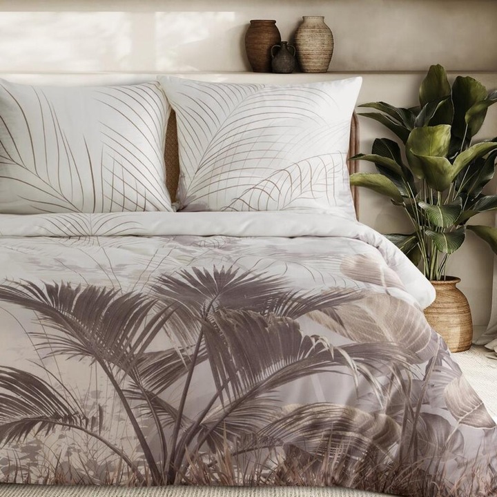 Lenjerie de pat, 140x200cm, crem, satin 100% bumbac, set