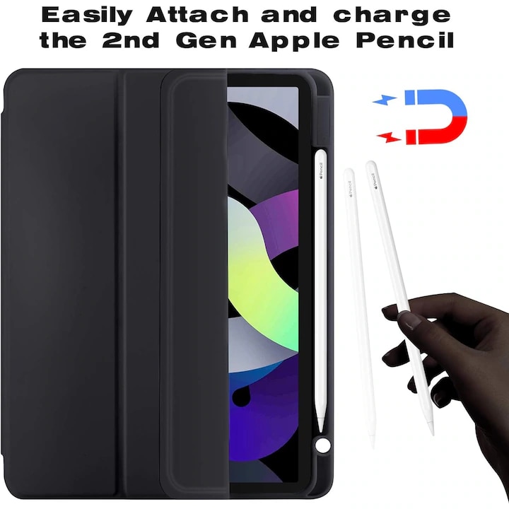 Husa tableta stand 11 inch negru pentru iPad Air 6 2024 2025