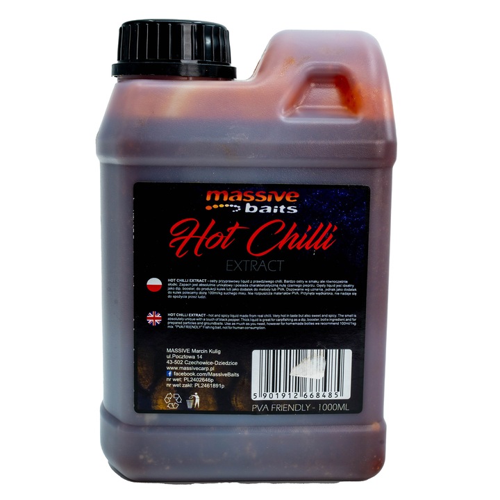 Csalogatóanyag-fokozó pelletek, Massive Baits, csípős chili kivonat 1L