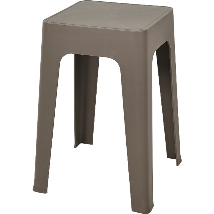 Модерна пластмасова табуретка, кафяв цвят, 33 x 33 x 47 см