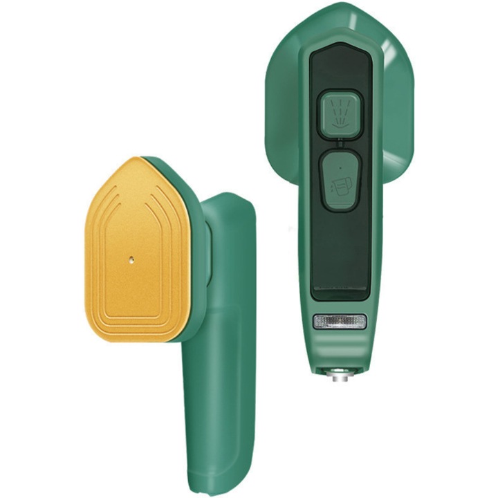 Mini fier de calcat SDEPOT®, cu aburi, un dispozitiv practic, eficient si adaptat nevoilor moderne, ideal pentru calatorii, talpa din titan, incalzire rapida, verde