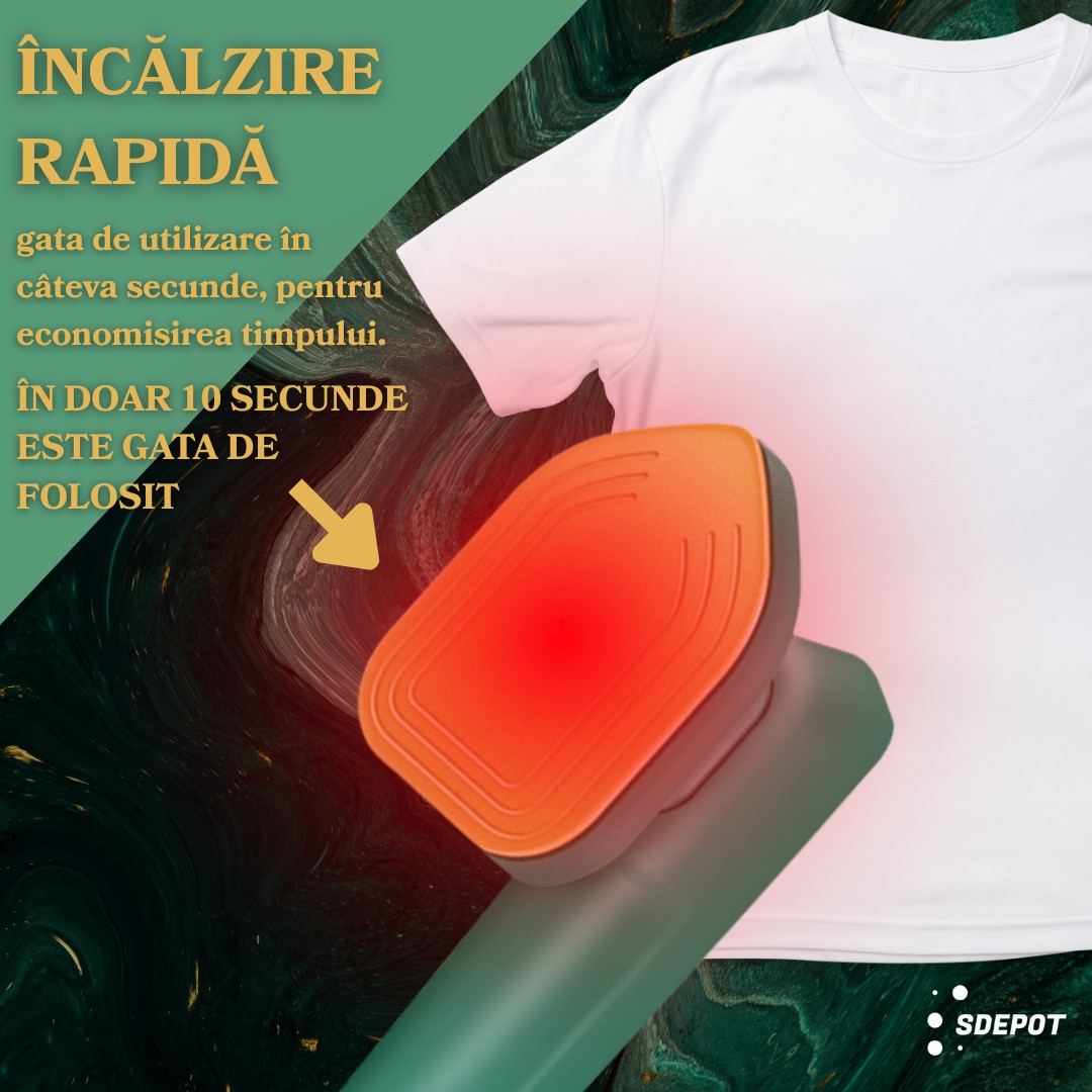 Mini fier de calcat SDEPOT®, cu aburi, un dispozitiv practic, eficient si adaptat nevoilor moderne, ideal pentru calatorii, talpa din titan, incalzire rapida, verde