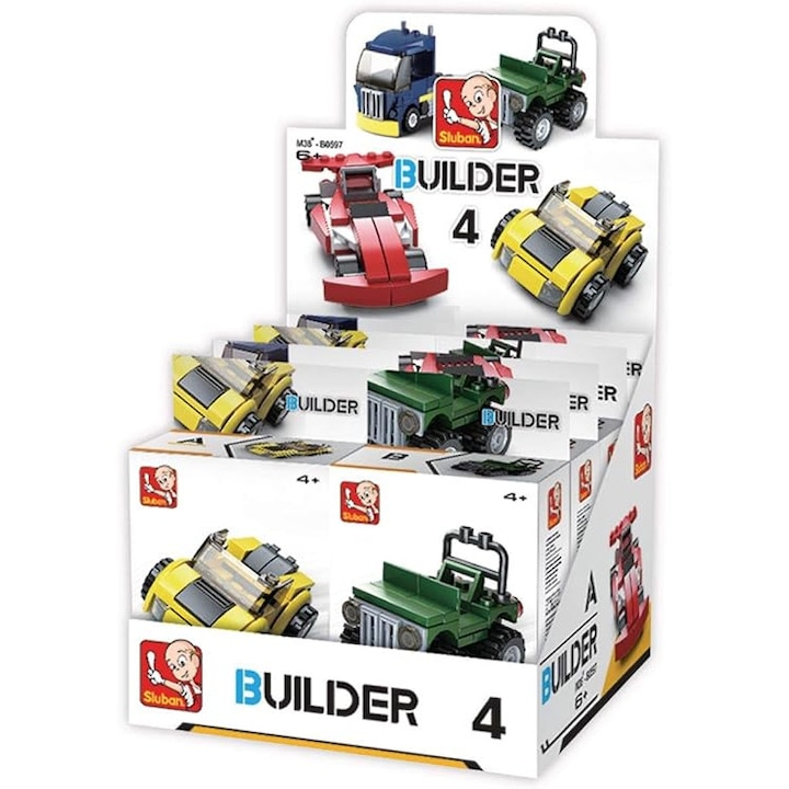 ???? Sluban – M38-B0597 építőkészlet – 8 db mini jármű (4 modell) – Többszínű