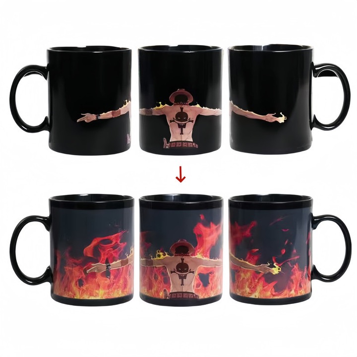 Cana sensilbila la temperatura, Anime, Ceramica, 400ml, Multicolor