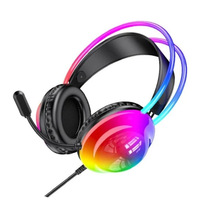 Casti PC Dareu EH718, USB, 7.1 Surround, Iluminare RGB, Negru