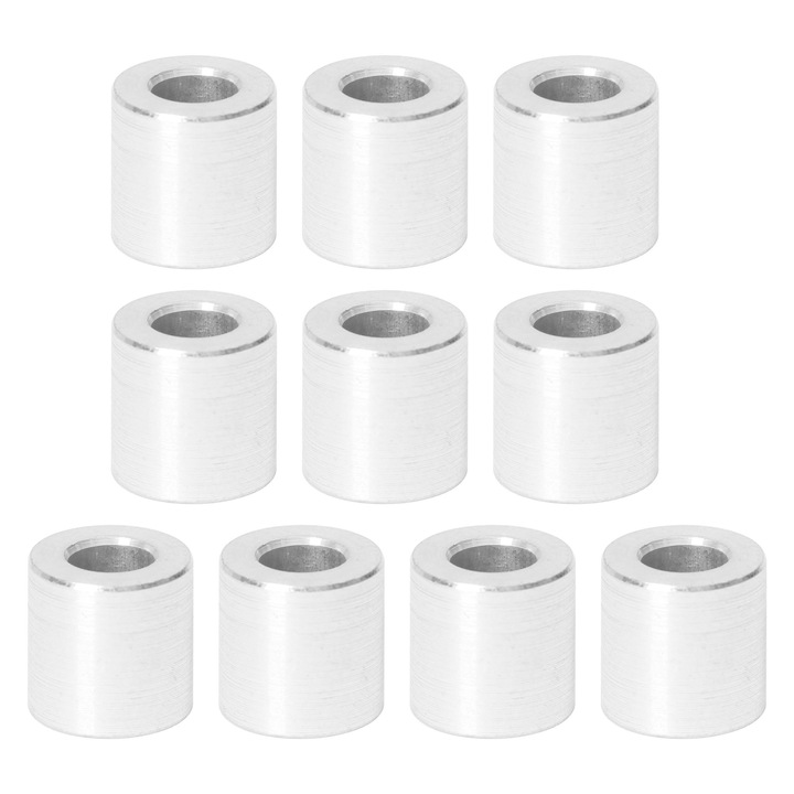 Set 10 bucati distantiere din aluminiu, 5.2x10x10mm, argintii