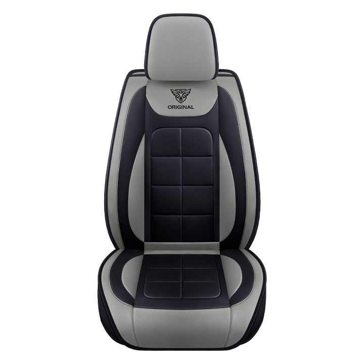 Husa scaun auto, gri, material PU, set 1 piesa