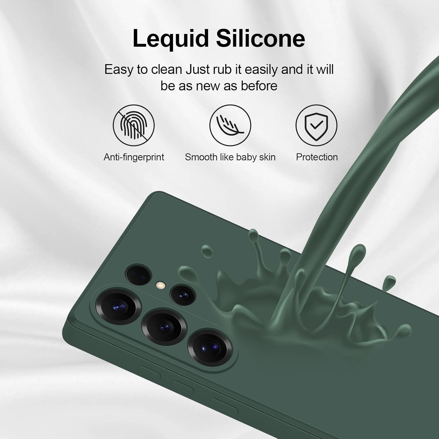 Husa silicon lichid, microfibra, verde inchis, Samsung Galaxy S25 Ultra