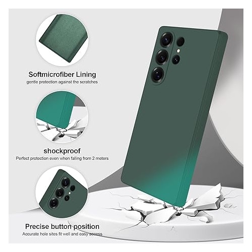 Husa silicon lichid, microfibra, verde inchis, Samsung Galaxy S25 Ultra