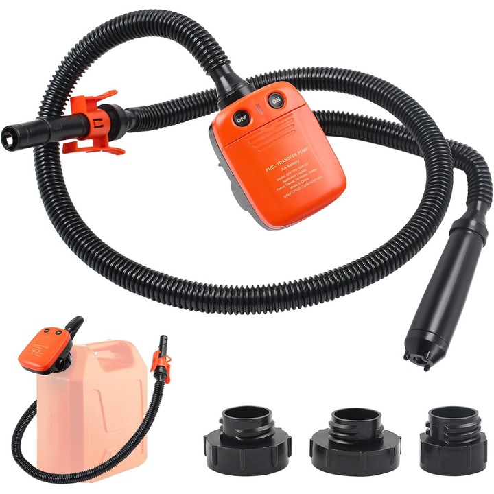 Електрическа преносима помпа за прехвърляне на гориво, WALALLA, със сензор за автоматично изключване, с капачка за маслен варел в 3 размера, захранвана с батерии, за доставка на бензин, гориво, дизел, 2,3-3,1 галона, черна