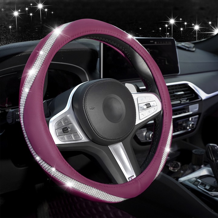 Husa volan cu diamante, material PU., universal