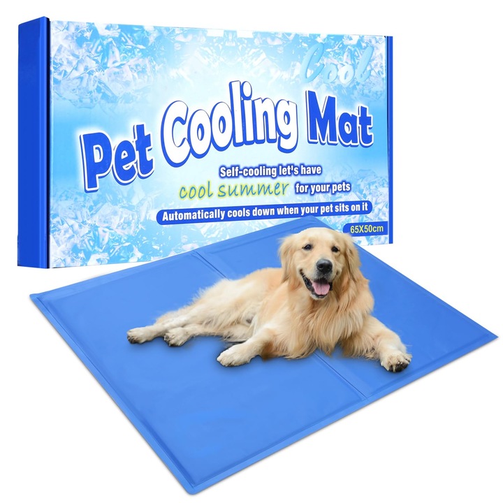 Saltea Racoritoare Bamda Pentru Caini – Saltea Racoritoare De 65 * 50 Cm Pentru Caini Si Pisici Cu Gel Non-Toxic, Perna Cu Gel Rece Auto-Racitor, Saltea Rece Pentru Caini, Patura Racoritoare Pentru Custi, Paturi Pentru Casute De Caini
