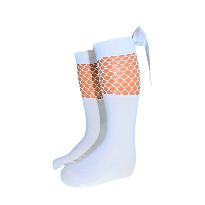 Sosete lungi din poliamida 40DEN, cu fundita, pentru fete, Milusie 288443, Alb 118534