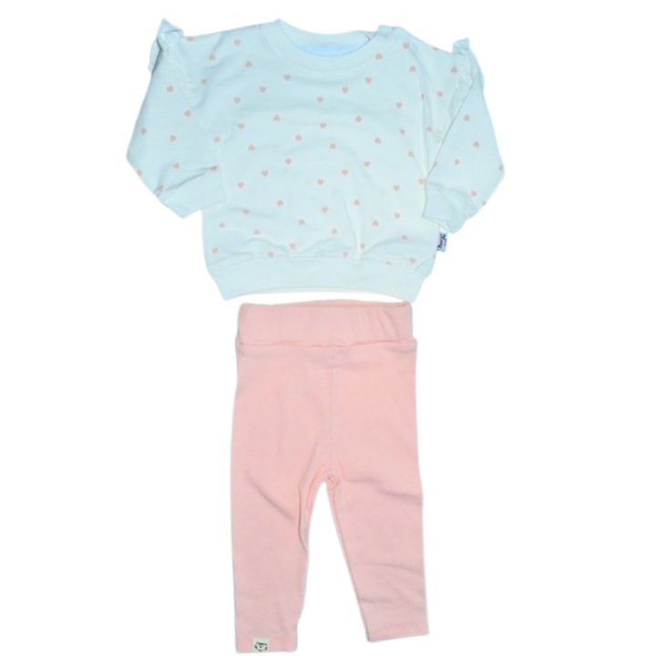 Compleu 2 piese, pantaloni si bluza pentru fete, Mini Junior CMLMJ0505FR,Roz 118861