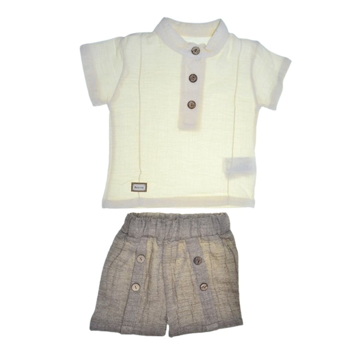 Compleu de vara, din 2 piese, pentru baieti, tricou si pantaloni scurti, Mini Junior, CMPMJ0505, Multicolor 118852