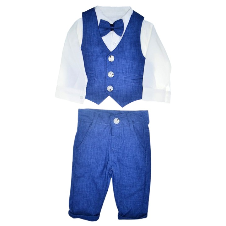 Compleu elegant 4 piese, pentru baieti, Mini Junior 3684A, Albastru 118923