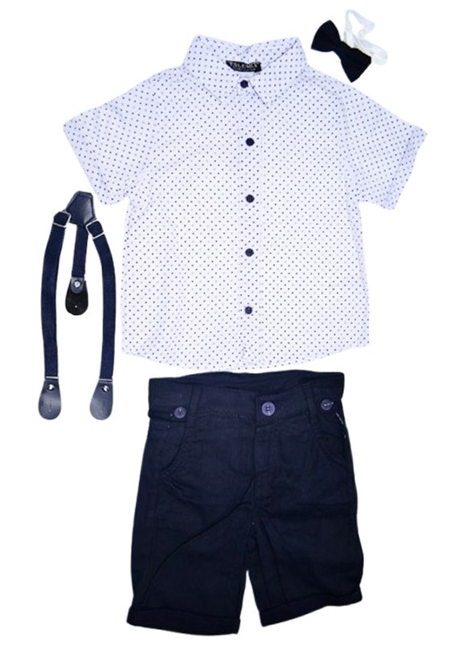 Compleu casual, de vara, 4 piese, pentru baieti, Mini Junior 2752B, Bleumarin 118938