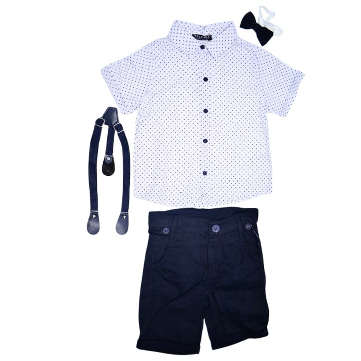 Compleu casual, de vara, 4 piese, pentru baieti, Mini Junior 2752B, Bleumarin 118938