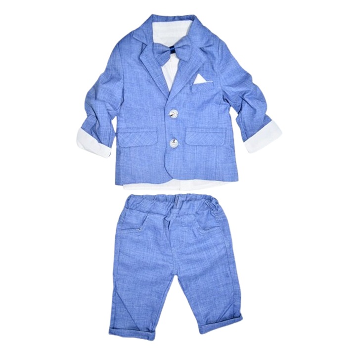 Compleu elegant 4 piese, pentru baieti, Mini Junior 3735A, Albastru 118958