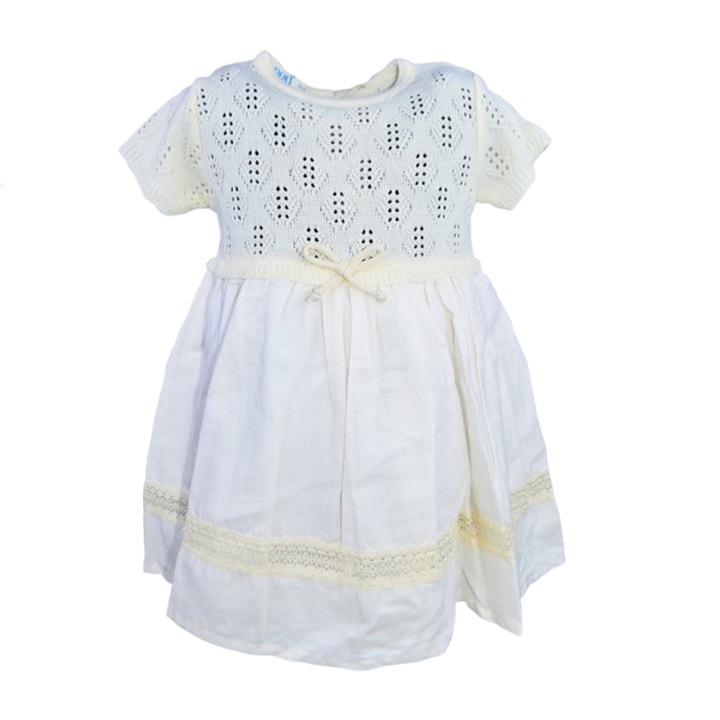 Mini Junior 5138 Rövid ujjú ruha lányoknak, krémszínű 119017