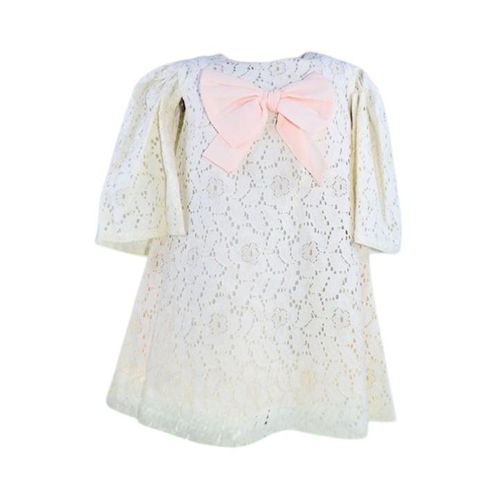 Elegáns rövid ujjú lányruha, Mini Junior 11211, Krém 119158