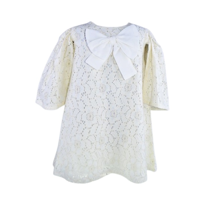 Elegáns rövid ujjú lányruha, Mini Junior 11211C-2, Krém 119199