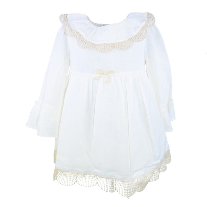 Mini Junior lányka hosszú ujjú ruha 4266C, krémszínű 119369