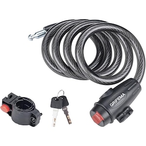 Lacat pentru bicicleta GRIFEMA cu 2 chei, 120 cm / 12 mm, lacat pentru bicicleta pentru copii, securitate ridicata, cablu antifurt cu suport, accesorii pentru bicicleta, negru
