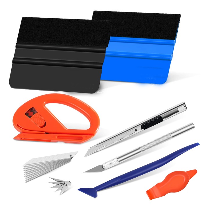 Set 8 unelte aplicare folie auto TREXORA multicolor ergonomic durabil