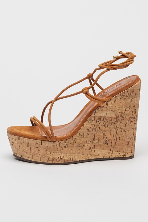 Schutz, Sandale din piele cu talpa wedge Calabria, Caramel