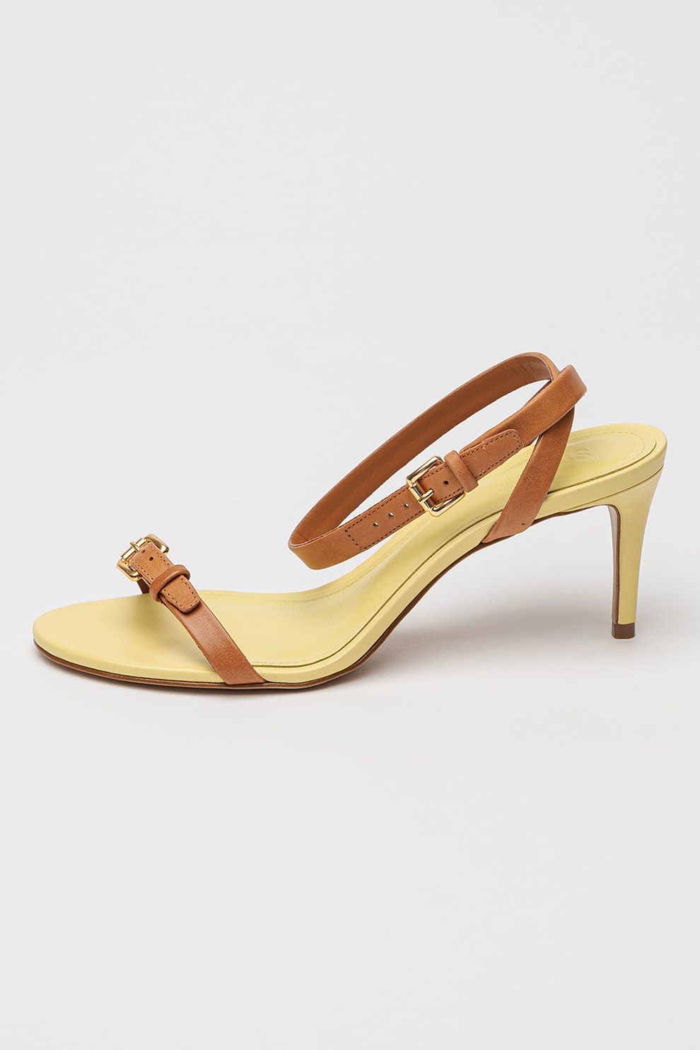 Schutz, Sandale din piele Aurora, Galben pal, Caramel, 8.5
