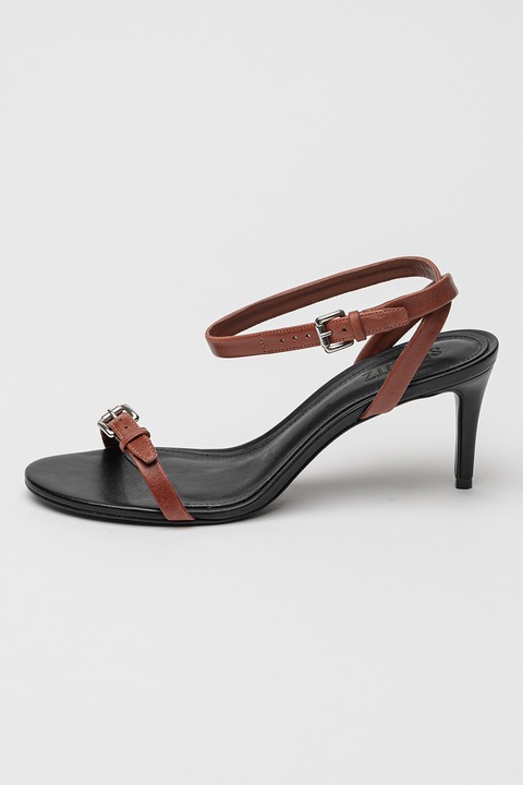 Schutz, Sandale din piele Aurora, Negru/Caramel