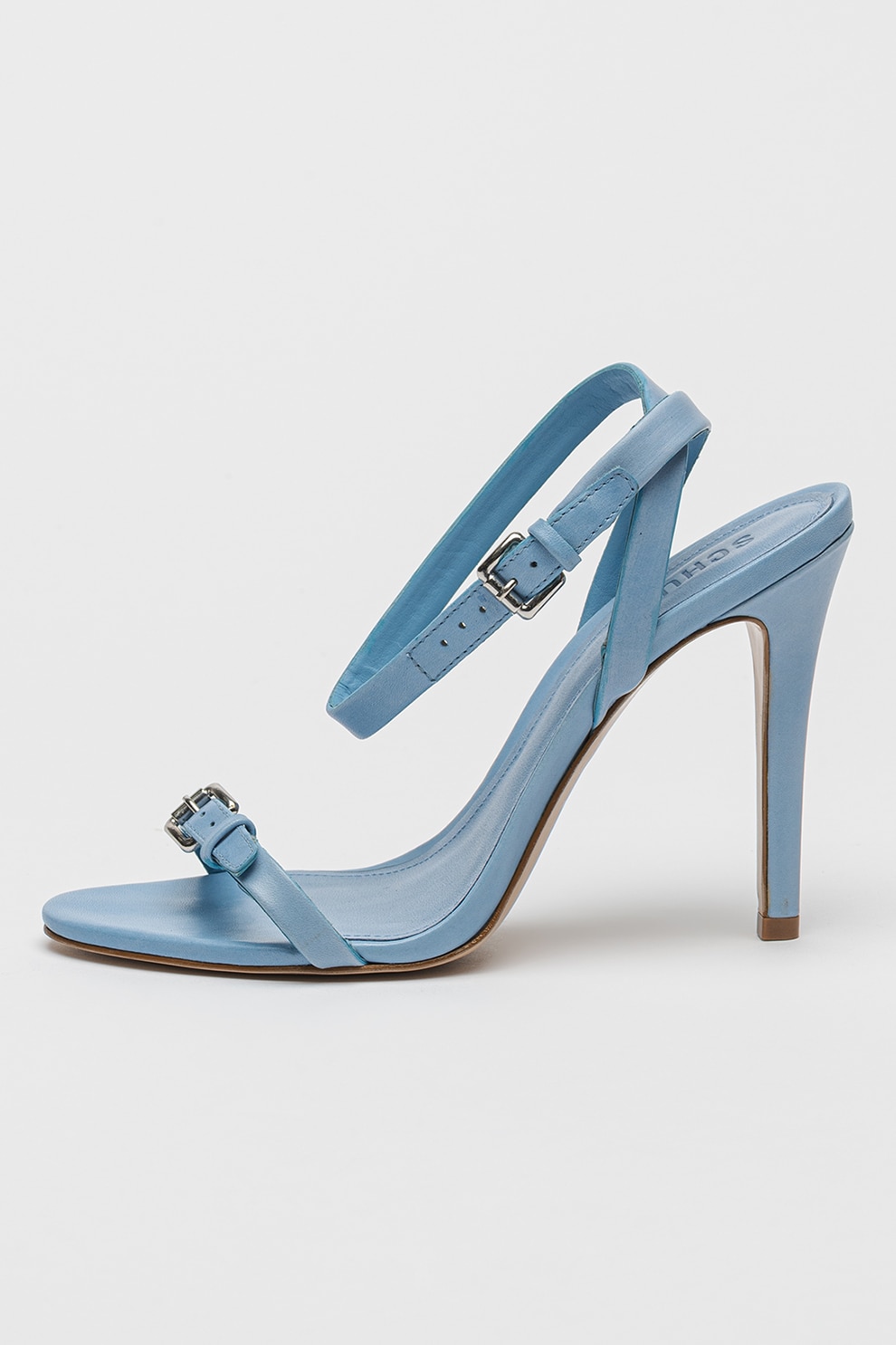 Schutz, Sandale din piele cu catarame Aurora, Albastru pastel, 8.5
