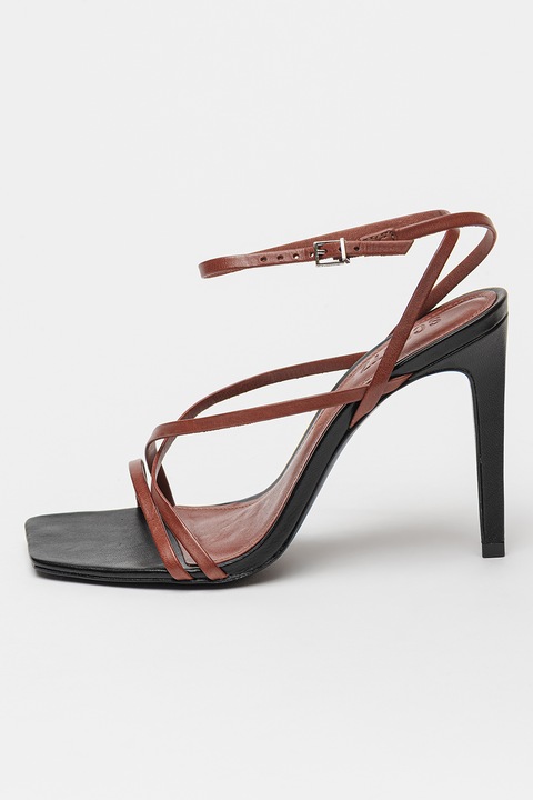 Schutz, Sandale din piele cu barete multiple Bari, Maro deschis