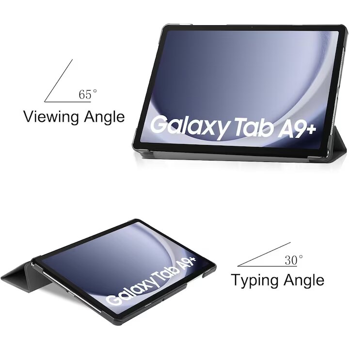 Husa tableta, neagra, Pentru Samsung Galaxy Tab A9 Plus 11", ultra-usoara, piele ecologica
