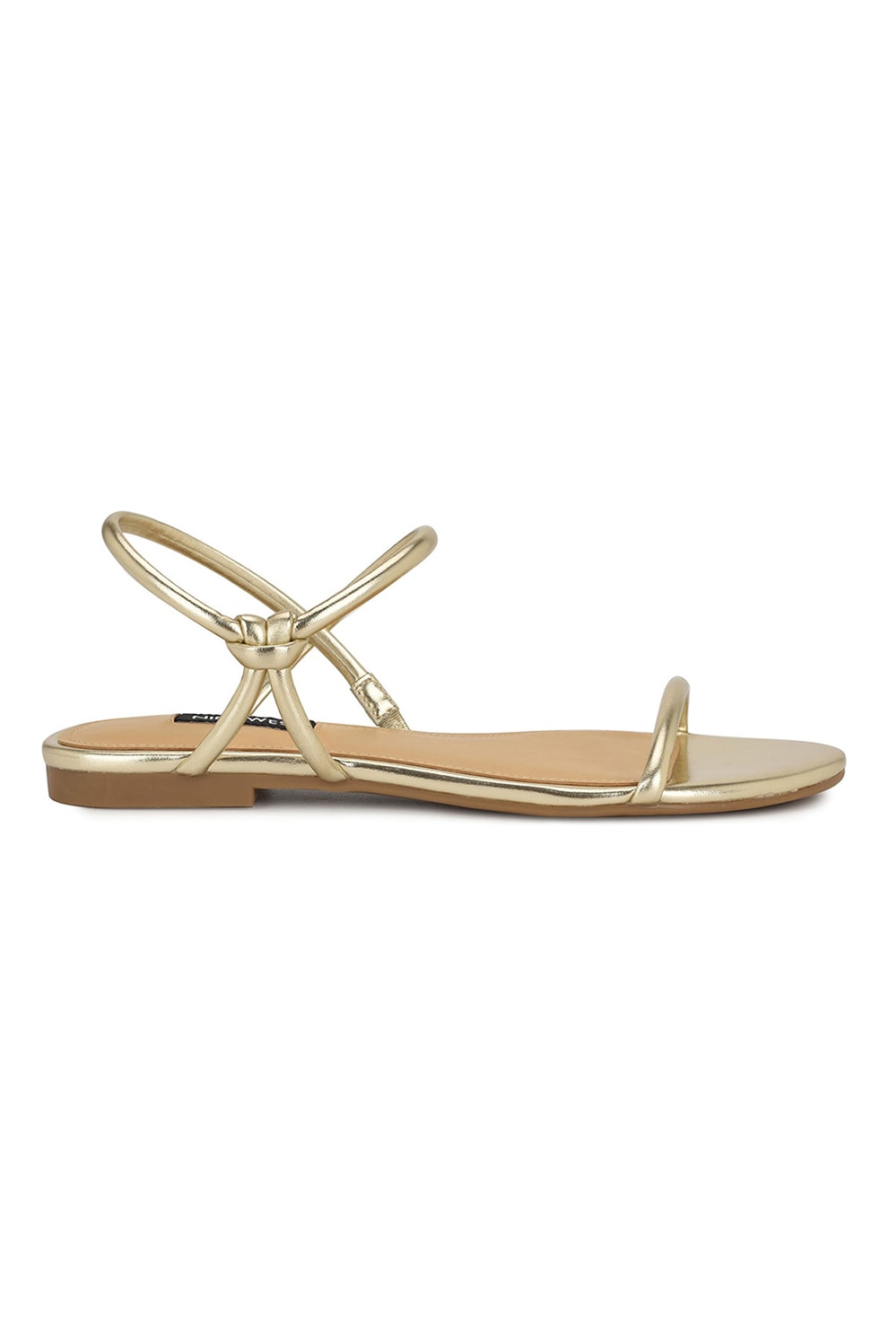 NINE WEST, Sandale cu talpa plata si varf rotund Maizy, Auriu, 6.5