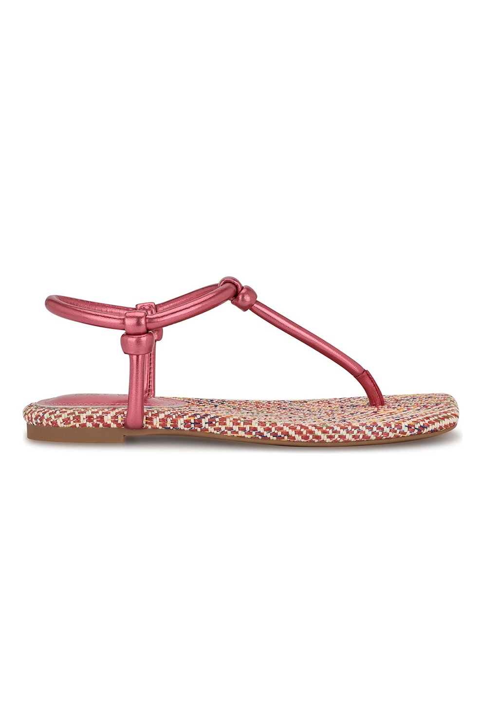 NINE WEST, Sandale din piele ecologica cu bareta in T, Fucsia, 7.5