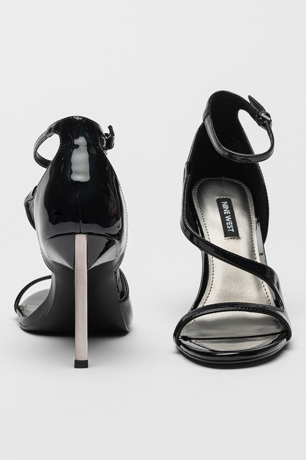 NINE WEST, Sandale cu toc si aspect lucios Shimmy, Negru, 6.5