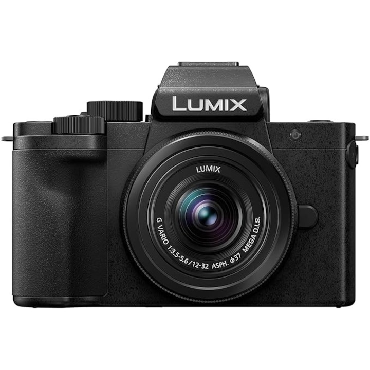 Безогледален фотоапарат Panasonic Lumix DC-G100DKEGK с обектив Lumix G Vario 12-32mm F3.5-5.6, 20, 3MP, 4K 30fps и FHD 60fps видео, влог камера, широкоъгълен монитор, USB-C зареждане, черен