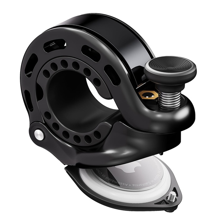 Sonerie bicicleta LYCENXI, compatibila cu AirTag, sunet puternic, neagra, dimensiune 0.87''/22.2mm - 1.25''/31.8mm