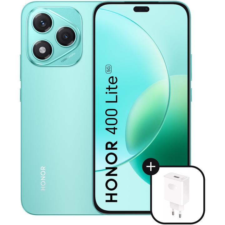 Смартфон HONOR 400 Lite, 8GB RAM, 256GB, Mars Green - Включено зарядно устройство HONOR SuperCharge (макс. 66W)