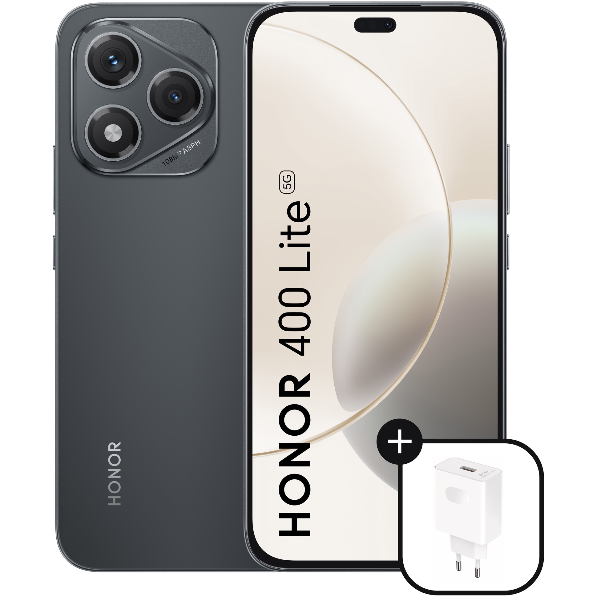 Telefon mobil HONOR 400 Lite, Dual SIM, 8GB RAM, 256GB, Velvet Black - Incarcator HONOR SuperCharge (Max 66W) inclus