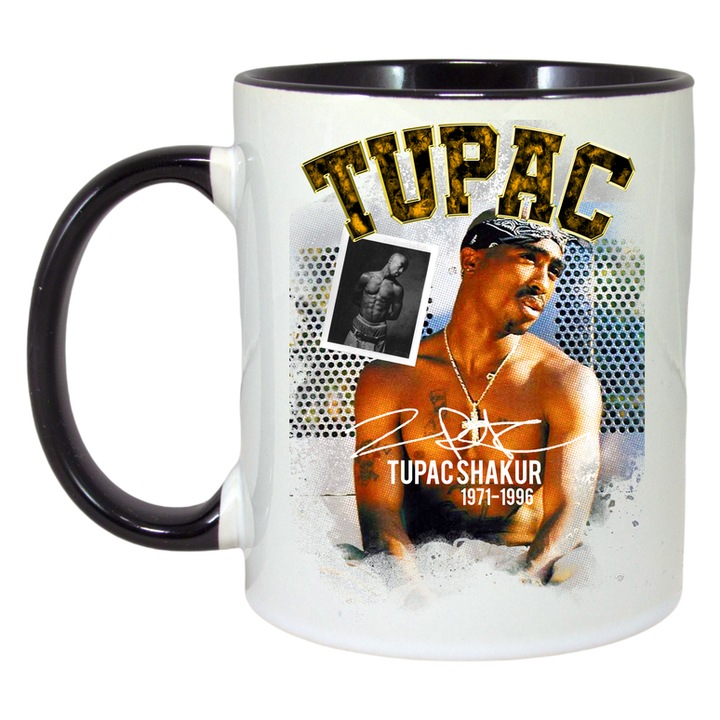 Cana Tupac Microphone Performance, Cri-Flo, Ceramica, 330ml. Maner si interior Negru
