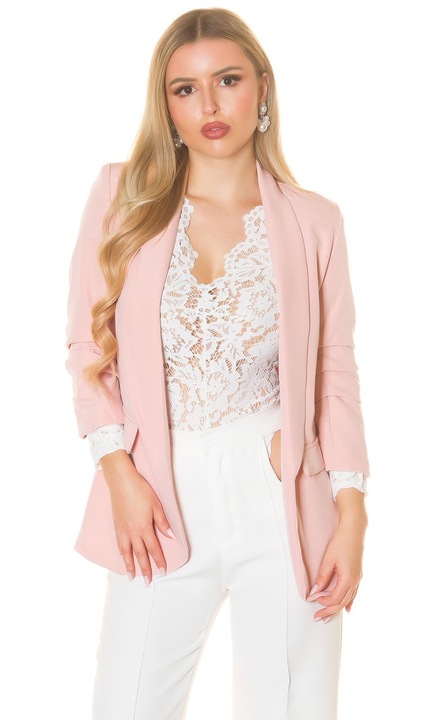 Sacou elegant cu croiala cambrata, Roz pudrat